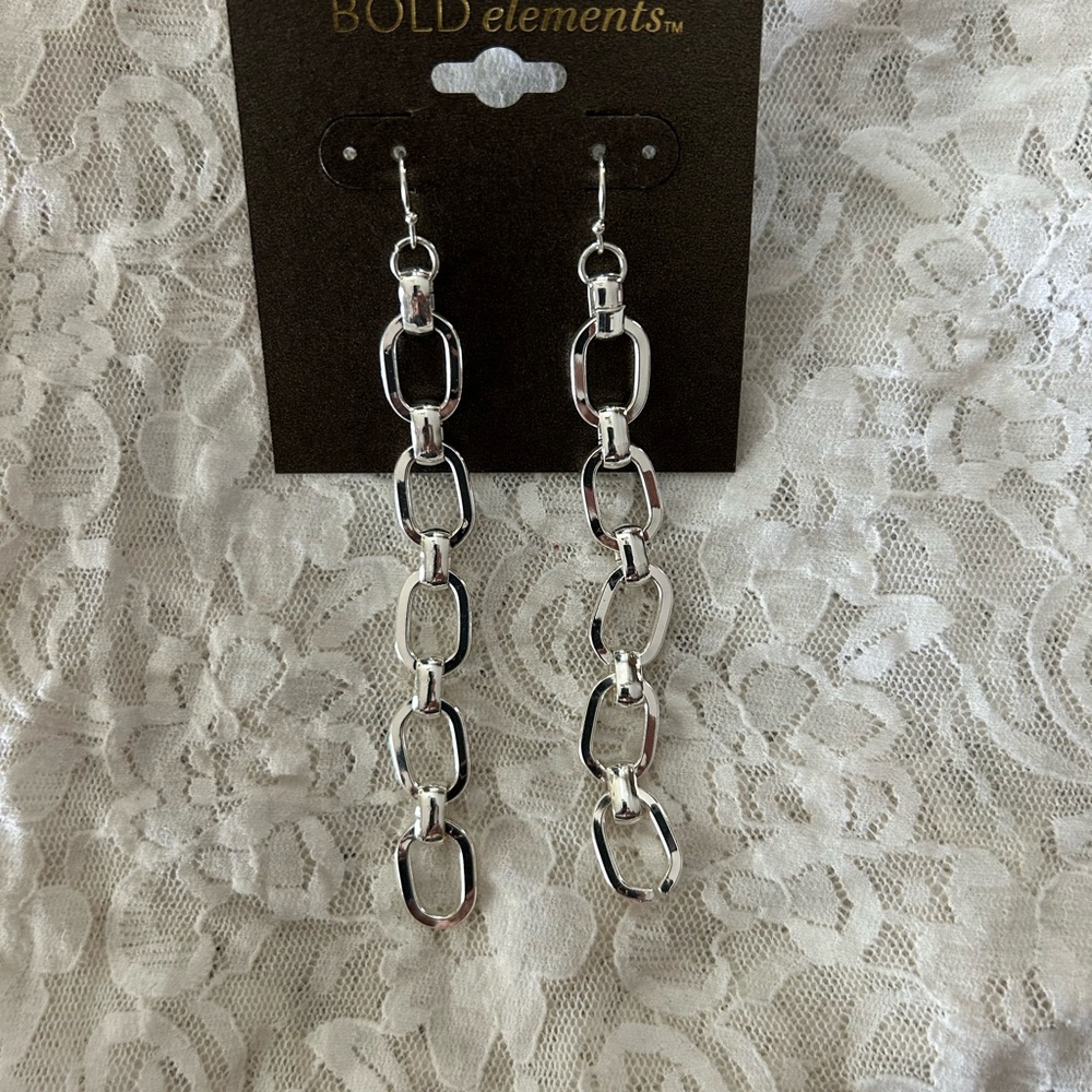 BOLD elements Silver Chain-Link Dangle Earrings
